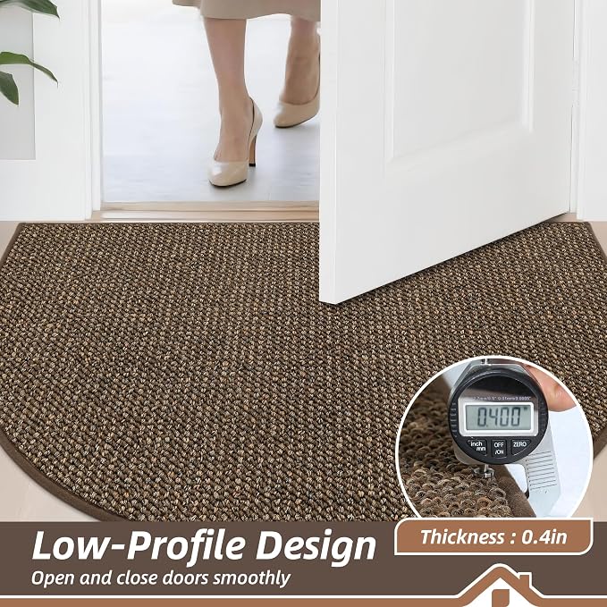 BEQHAUSE Dirt Trapper Door Mat 24" x 36" Half Circle Non-Slip Washable Doormats - Image 5