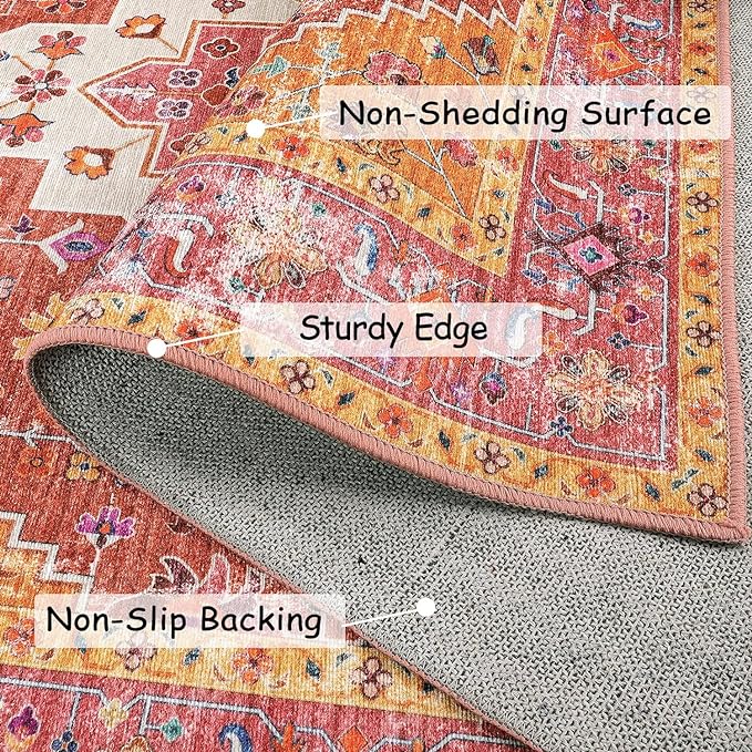 Moynesa Ultra-Thin Washable Vintage Area Rug - Image 2