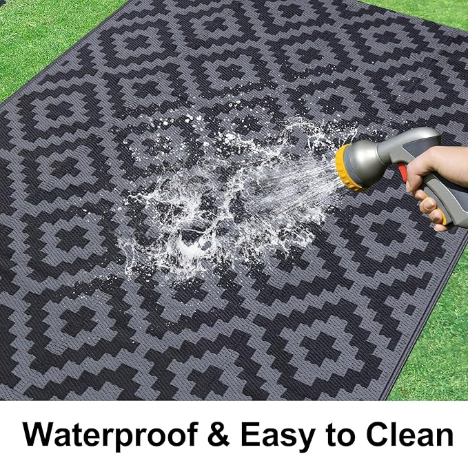 Smiry Waterproof Outdoor Rug 4x6 ft, Reversible Plastic Straw Patio Camping Rugs - Image 2