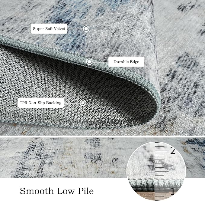 Toneed Abstract Area Rug 5x7 Modern Washable Rug Soft Non Slip Rug Low Pile - Image 5