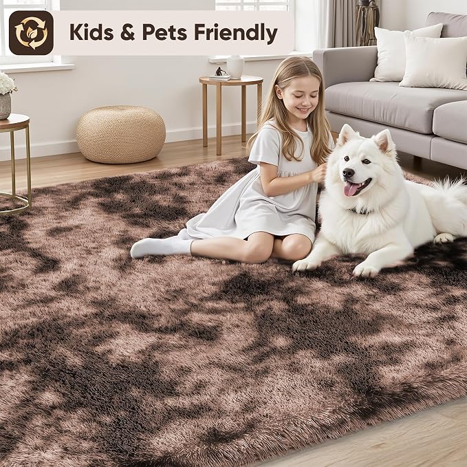 Area Rug for Living Room Bedroom: 9x12 Soft Fluffy Shag Upgrade Non-Slip High - Image 4