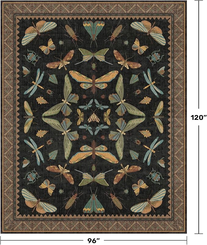 Hazo Haus Black Washable Insect Area Rugs 8x10 - Image 2