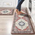 Boho Kitchen Mats for Floor 2 Piece Set Anti Fatigue Cushioned PVC Kitchen Rugs by tubeamin