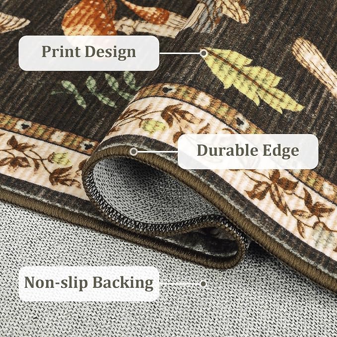 ROYHOME Mushroom Washable Rug 9x12 Area Rugs - Image 6
