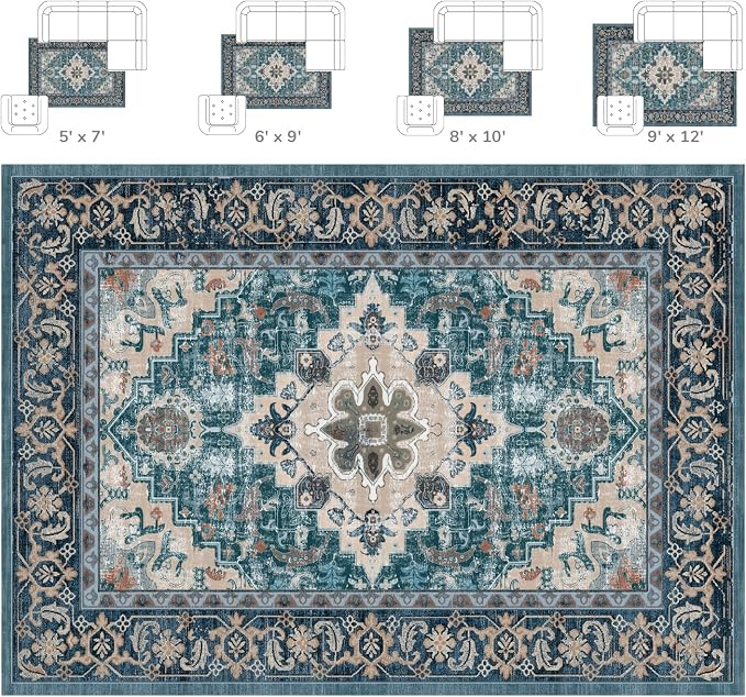 Lessymo 8 x 10 Area Rugs for Living Room, Machine Washable Area Rugs Boho Faux - Image 9