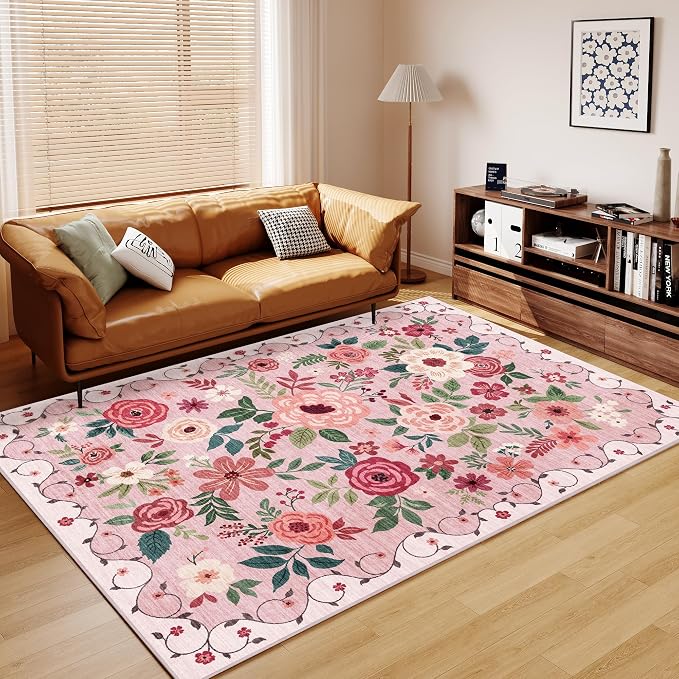 DUKINO 6x9 Area Rug, Floral Rugs - Image 4