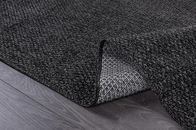 CAMILSON Easy Jute Rug 9x12, Indoor Outdoor Dark Gray Black Farmhouse Area Rugs - Image 5