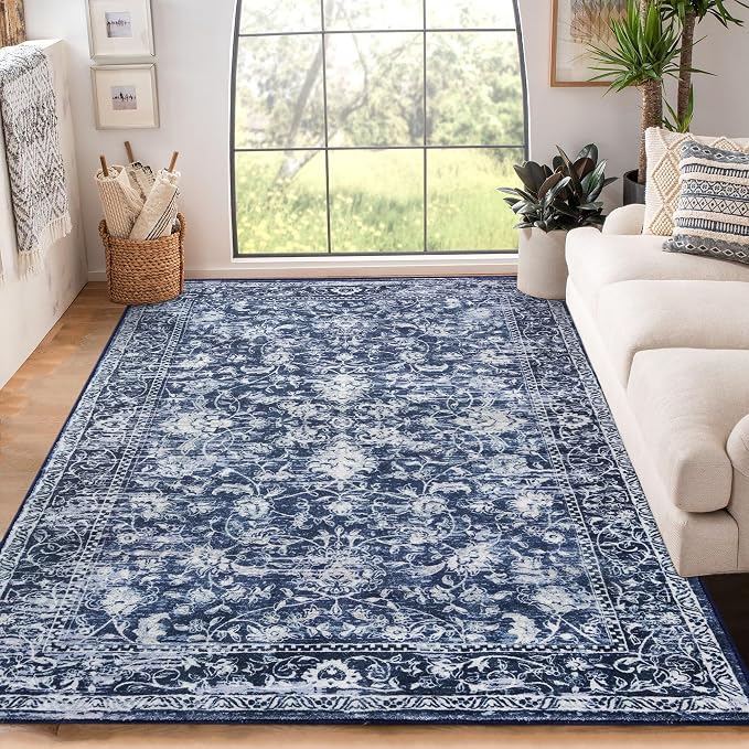 KILOCOCO Area Rug 6x9 Living Room Rug Washable Printed Vintage Floral Non Slip by Kilococo