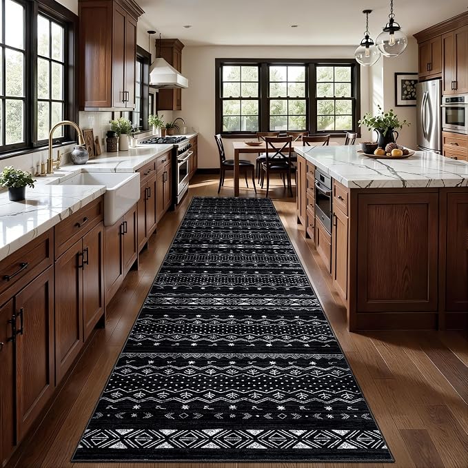 SERISSA Hallway Runner Rug, Soft Low-Pile Geometric Indoor Long Carpet by SERISSAHomeDecorCollection