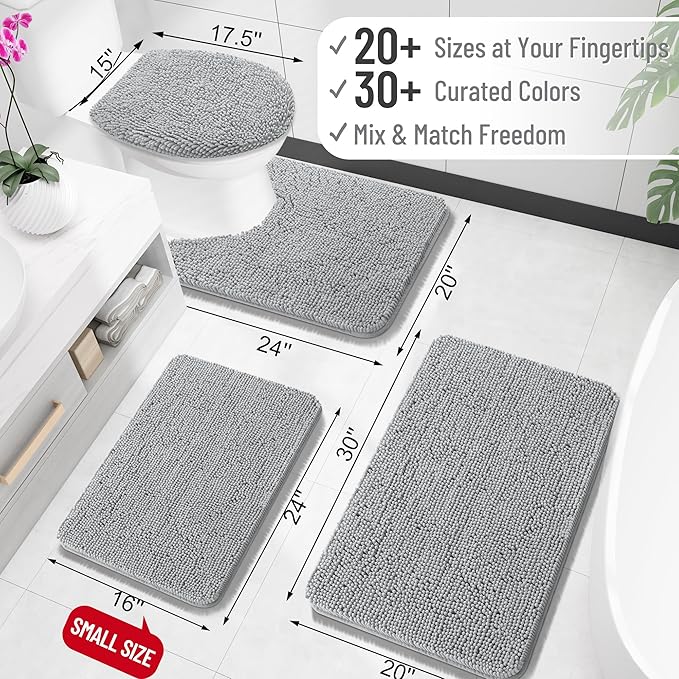 OLANLY Bathroom Rugs 34x21, Extra Soft Absorbent Chenille Bath Rugs, Rubber - Image 2