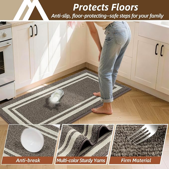 COSY HOMEER Kitchen Rugs Sets 2PCS, Non-Slip Washable Kitchen Mats - Image 6