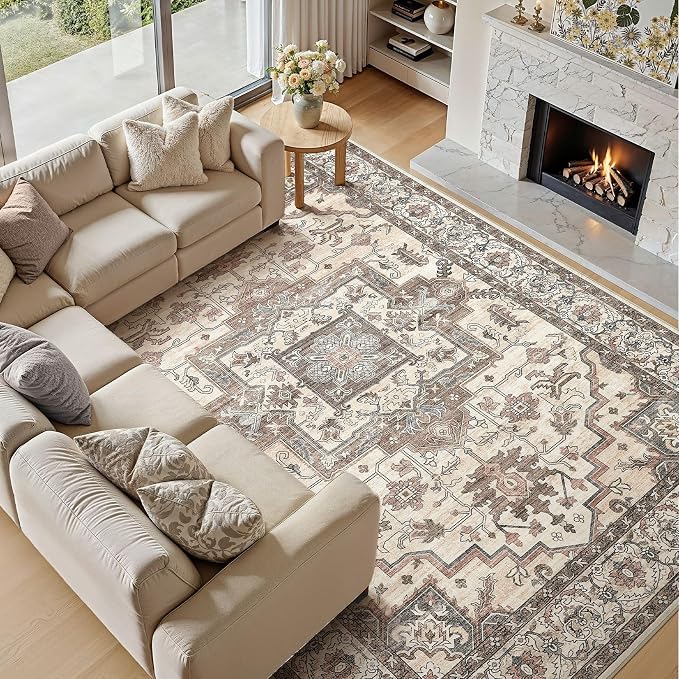 5x7 Area Rugs Living Room: Washable Vintage Rug Large Non-Slip Stain Resistant - Image 7
