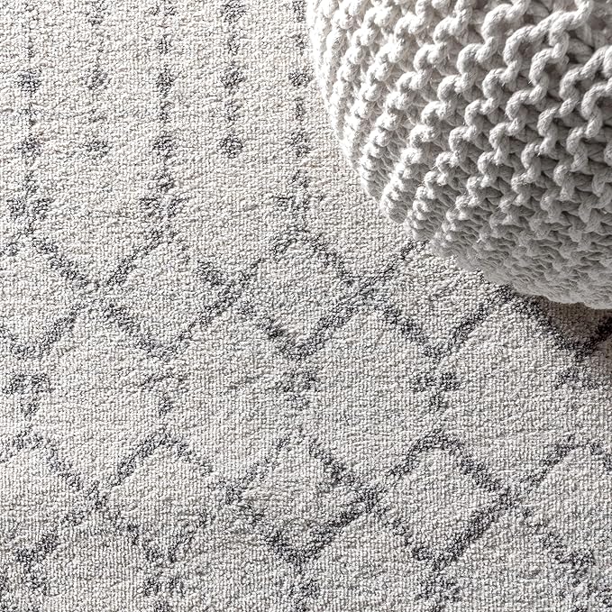 JONATHAN Y Boho Vintage Diamond Cream/Gray Oval Area Rug 4X6 ft, Moroccan Hype - Image 4