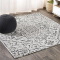 JONATHAN Y Boho Medallion Indoor Outdoor Square Area Rug 6X6 Black/Gray by JONATHANY