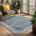 Machine Washable Area Rugs 4x6 Blue Low Pile Soft Carpet by BILEEHOME