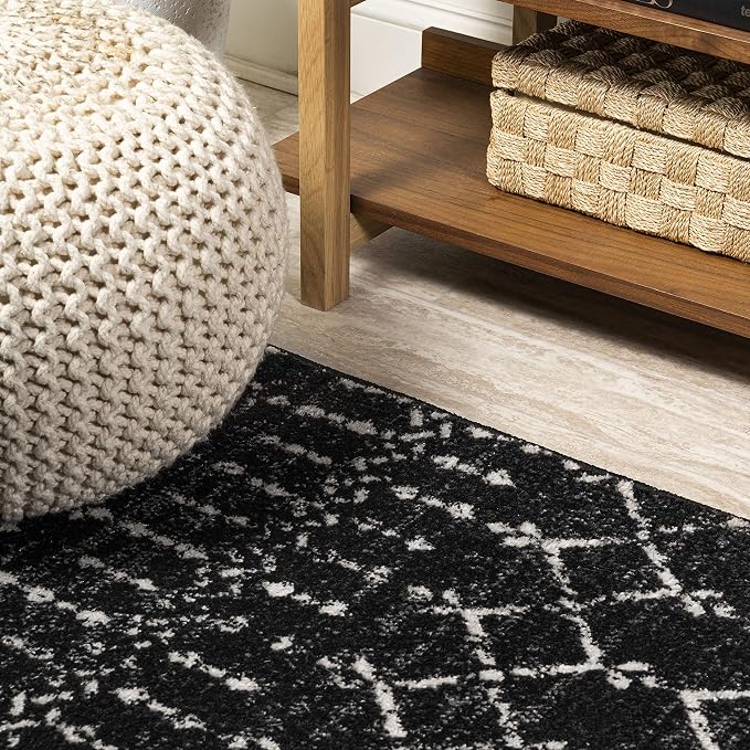 JONATHAN Y Boho Vintage Diamond Black/Ivory Runner Rug 2X10 ft, Moroccan Hype - Image 4