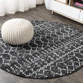 JONATHAN Y Boho Vintage Diamond Black/Ivory Round Area Rug 7 ft, Moroccan Hype by JONATHANY