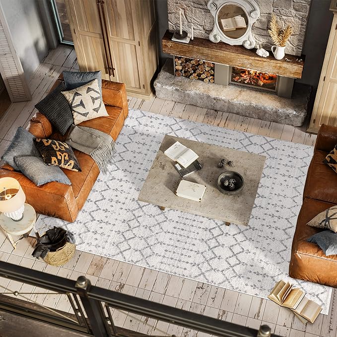 JONATHAN Y Boho Vintage Diamond Cream/Gray Indoor Area Rug 3X5 ft, Moroccan Hype - Image 5
