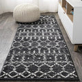 JONATHAN Y Boho Vintage Diamond Black/Ivory Runner Rug 2X8 ft, Moroccan Hype by JONATHANY