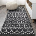 JONATHAN Y Boho Vintage Diamond Black/Ivory Runner Rug 2X20 ft, Moroccan Hype by JONATHANY
