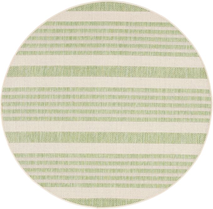 SAFAVIEH Courtyard Collection 4' Round Beige/Sweet Pea CY6062 Stripe Indoor/ - Image 3
