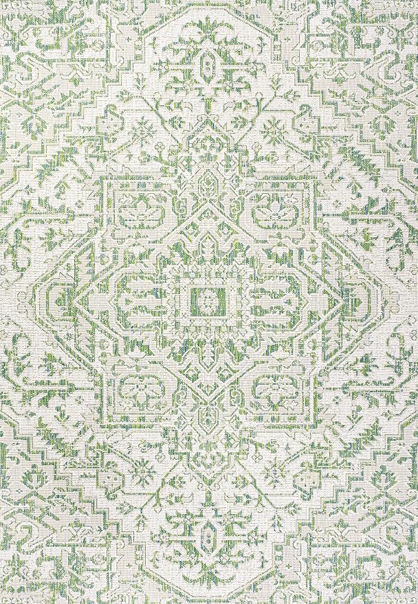 JONATHAN Y Boho Medallion Indoor Outdoor Area Rug 8X10 Green/Cream, Estrella - Image 9