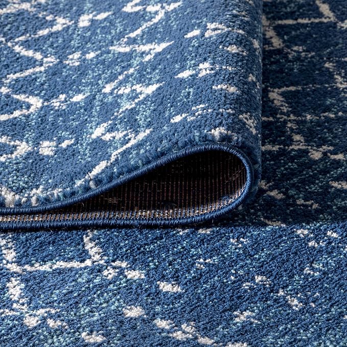 JONATHAN Y Boho Vintage Diamond Blue/White Indoor Area Rug 4X6 ft, Moroccan Hype - Image 9