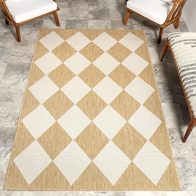 Nuloom Outdoor Performance Collection Sabina Tan/Ivory, High Traffic, Stain by nuLOOM