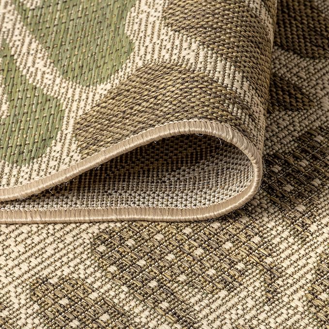 JONATHAN Y Floral Textured Weave Indoor Outdoor Square Area Rug 9X9 Sage/Brown - Image 3