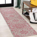 JONATHAN Y Boho Medallion Indoor Outdoor Runner Rug 2X10 Light Gray/Fuchsia by JONATHANY