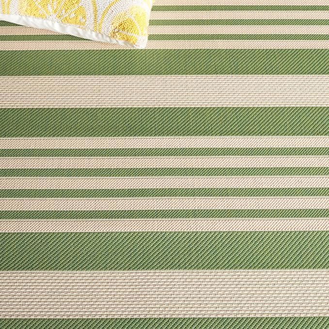 SAFAVIEH Courtyard Collection 8' x 11' Green/Beige CY6062 Stripe Indoor/ - Image 7