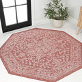 JONATHAN Y Boho Medallion Indoor Outdoor Octagon Area Rug 5 Ft Red/Taupe by JONATHANY