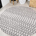 JONATHAN Y Moroccan Geometric Indoor Outdoor Round Area Rug 3 Ft Cream/Black by JONATHANY
