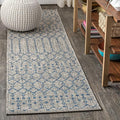 JONATHAN Y Moroccan Geometric Indoor Outdoor Runner Rug 2X8 Light Gray/Navy by JONATHANY