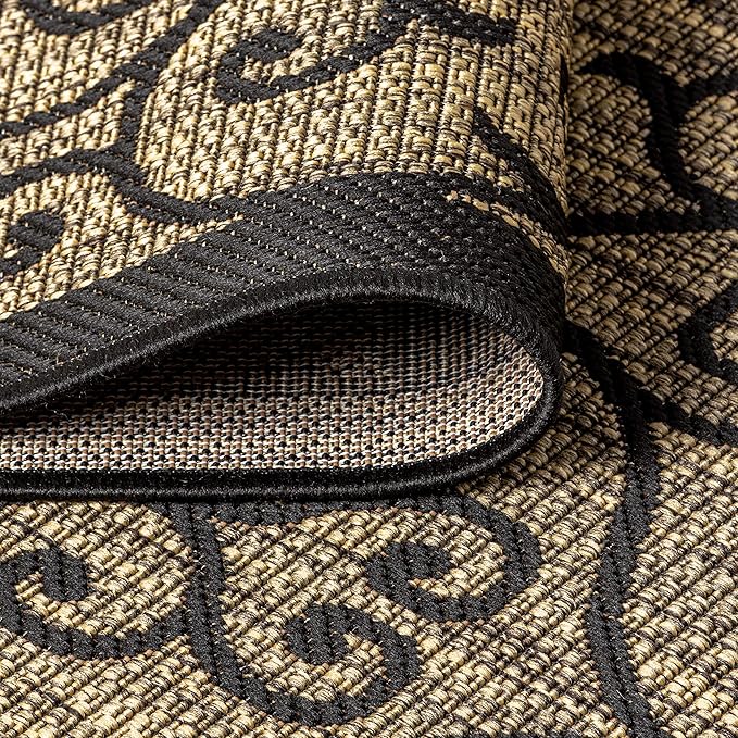 JONATHAN Y Vintage Filigree Indoor Outdoor Runner Rug 2X20 Black/Khaki - Image 5