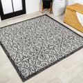 JONATHAN Y Vintage Filigree Indoor Outdoor Square Area Rug 8X8 Light Gray/Black by JONATHANY