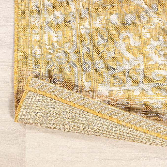 JONATHAN Y Boho Medallion Indoor Outdoor Area Rug 55X36.5 Yellow/Cream - Image 4