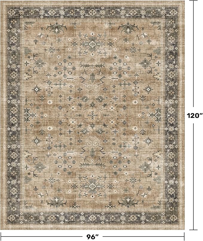 Taupe and Sage 8x10 Living Room Rug, Oriental Large Area Rug - Image 2