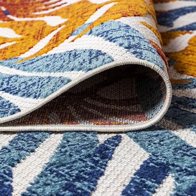JONATHAN Y Tropics Palm Leaves Indoor Outdoor Area Rug 8X10 Cream/Orange - Image 6