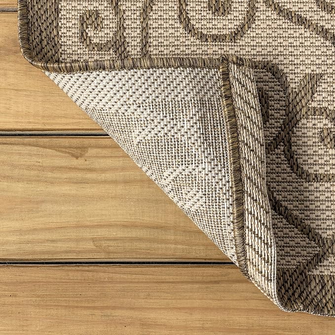 JONATHAN Y Vintage Filigree Indoor Outdoor Square Area Rug 9X9 Beige/Brown - Image 5