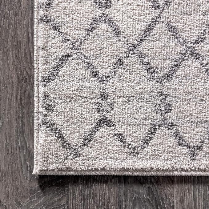 JONATHAN Y Boho Vintage Diamond Cream/Gray Oval Area Rug 6X9 ft, Moroccan Hype - Image 7