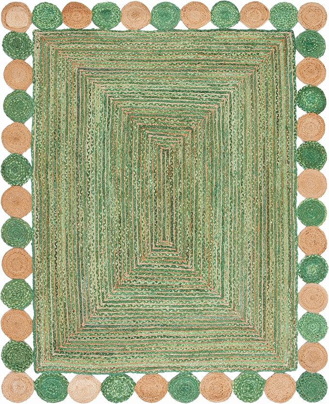 SAFAVIEH Cape Cod Collection 8' x 10' Green / Natural CAP201Y Handmade Boho - Image 2