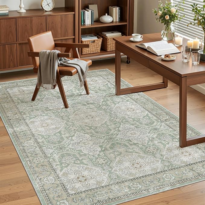 Soalmost 4x6 Area Rugs for Living Room, Vintage Washable Rugs for Dining Room - Image 2