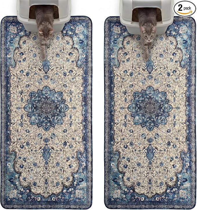 Hompet Cat Litter Mat 2 Pack, 28.5x60 Large Machine Washable Trapping Mats by Hompet