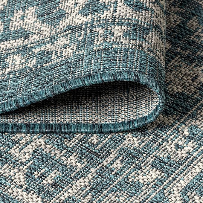 JONATHAN Y Boho Medallion Indoor Outdoor Runner Rug 2X8 Teal/Gray, Malta - Image 6