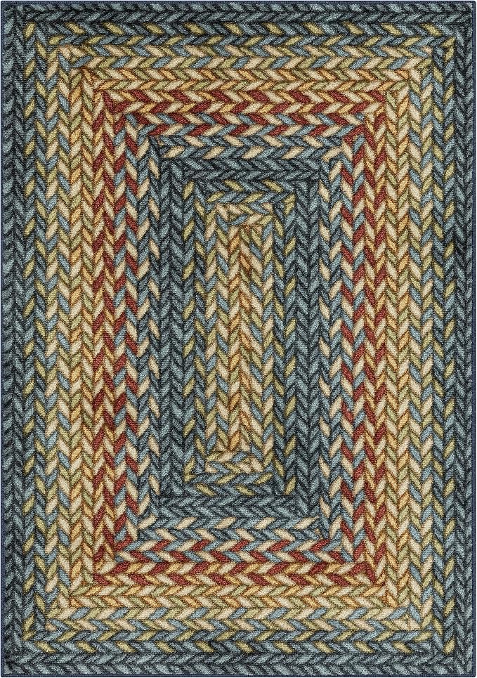 Maples Rugs Marion Bohemian Braided-Style Print Area Rug – Made in USA – by MaplesRugs