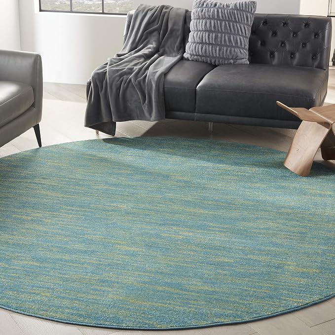 Nourison Home Nourison Essentials Blue Green 8' x Round Area Rug by NourisonHome