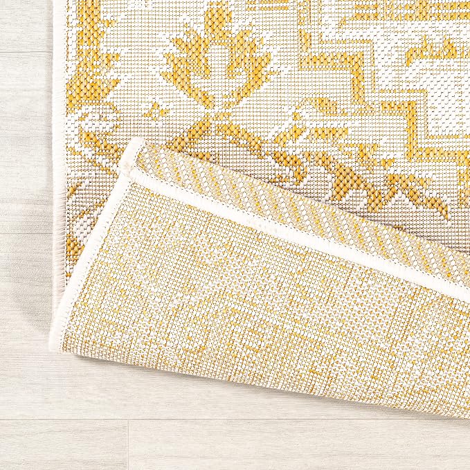 JONATHAN Y Boho Medallion Indoor Outdoor Runner Rug 2X10 Cream/Yellow, Estrella - Image 5