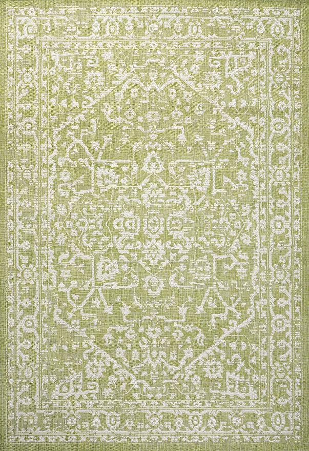 JONATHAN Y Boho Medallion Indoor Outdoor Area Rug 8X10 Green/Cream, Malta - Image 9