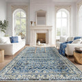 Blue Area Rug for Living Room 8x10 Washable Vintage Farmhouse Big Large Boho by BILEEHOME